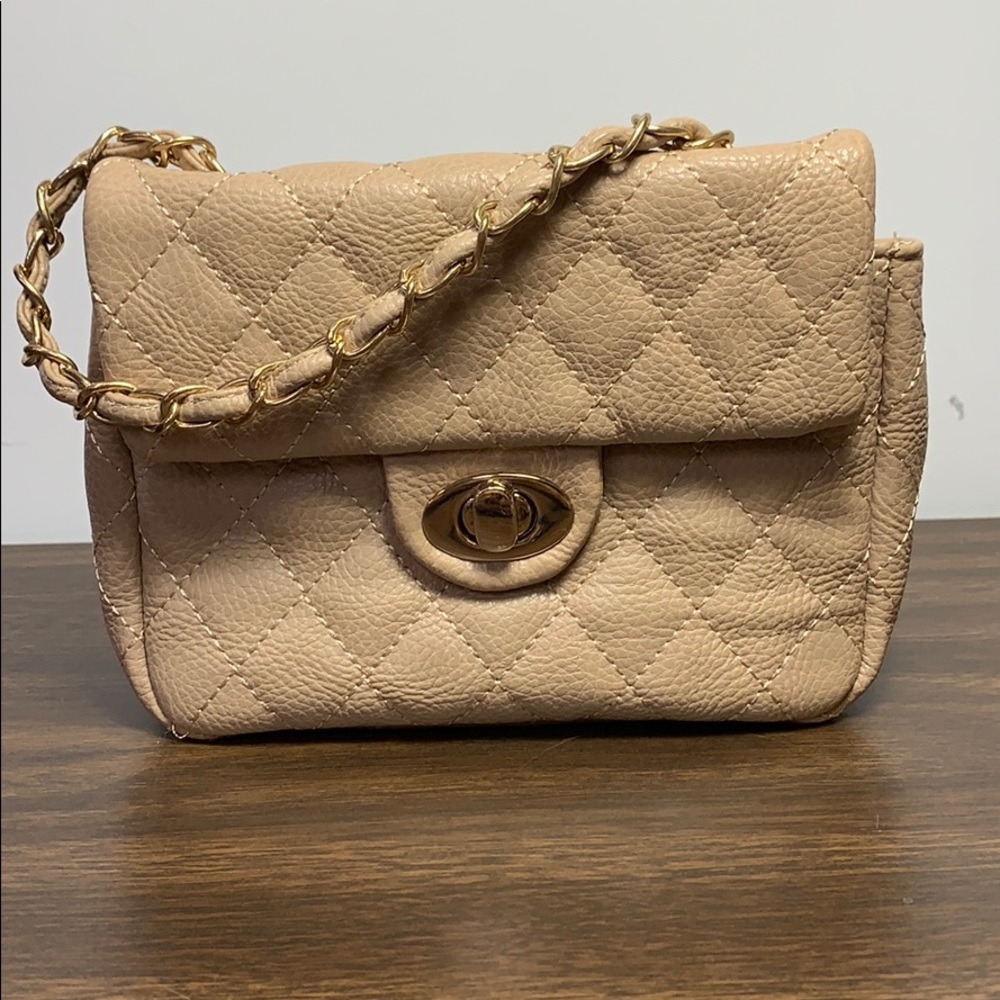 Tan Quilted Crossbody Purse